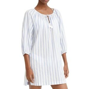 J crew striped tunic top mini dress beach nautical tassel blue white small